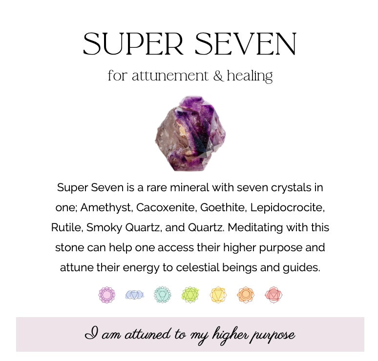 Super 7 Amethyst 7 mm Natural Crystal Bracelet, Stretchy, Pink Melody Amethyst