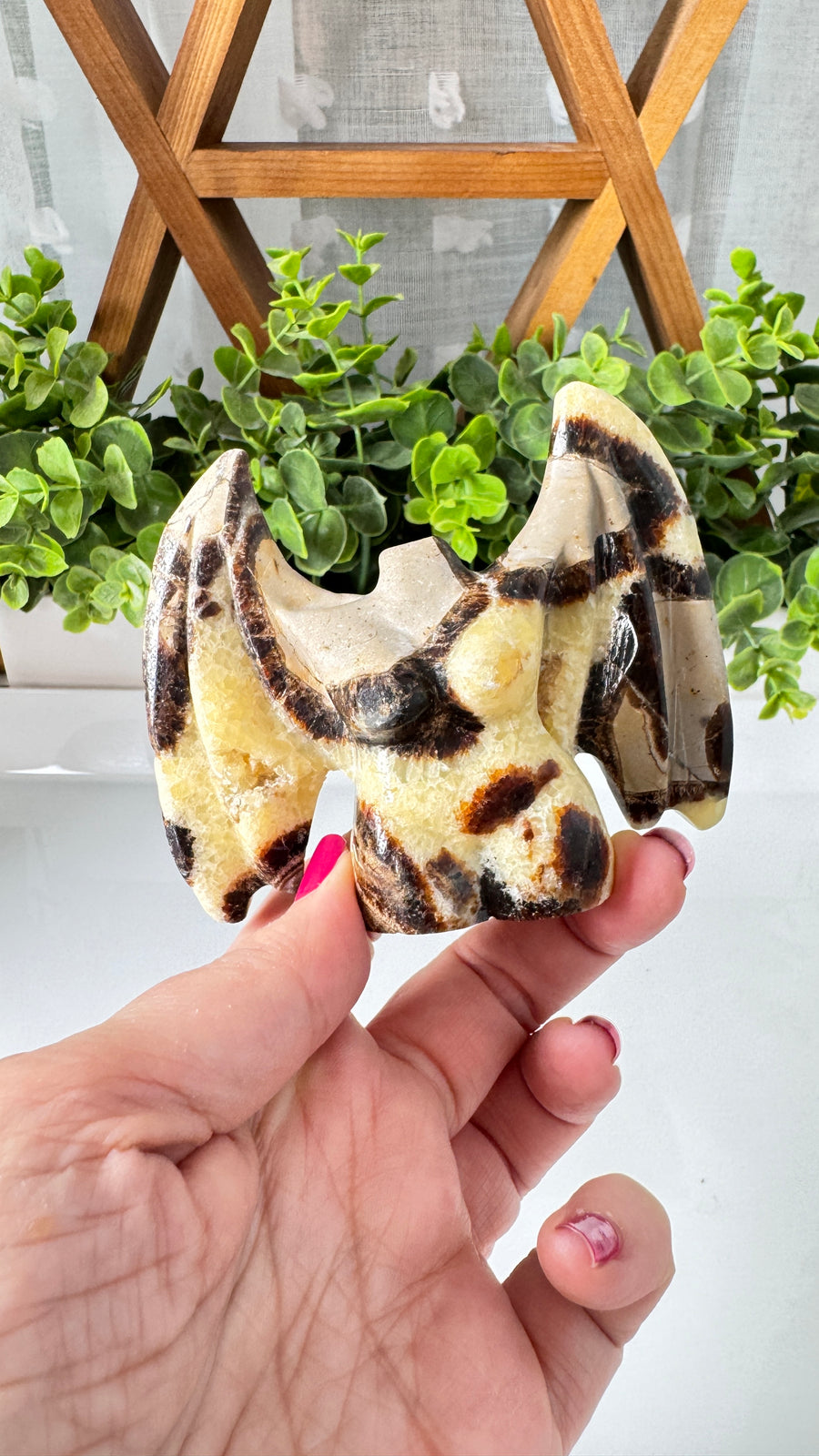 Septarian Dragon Goddess Carving with Geode 3.5