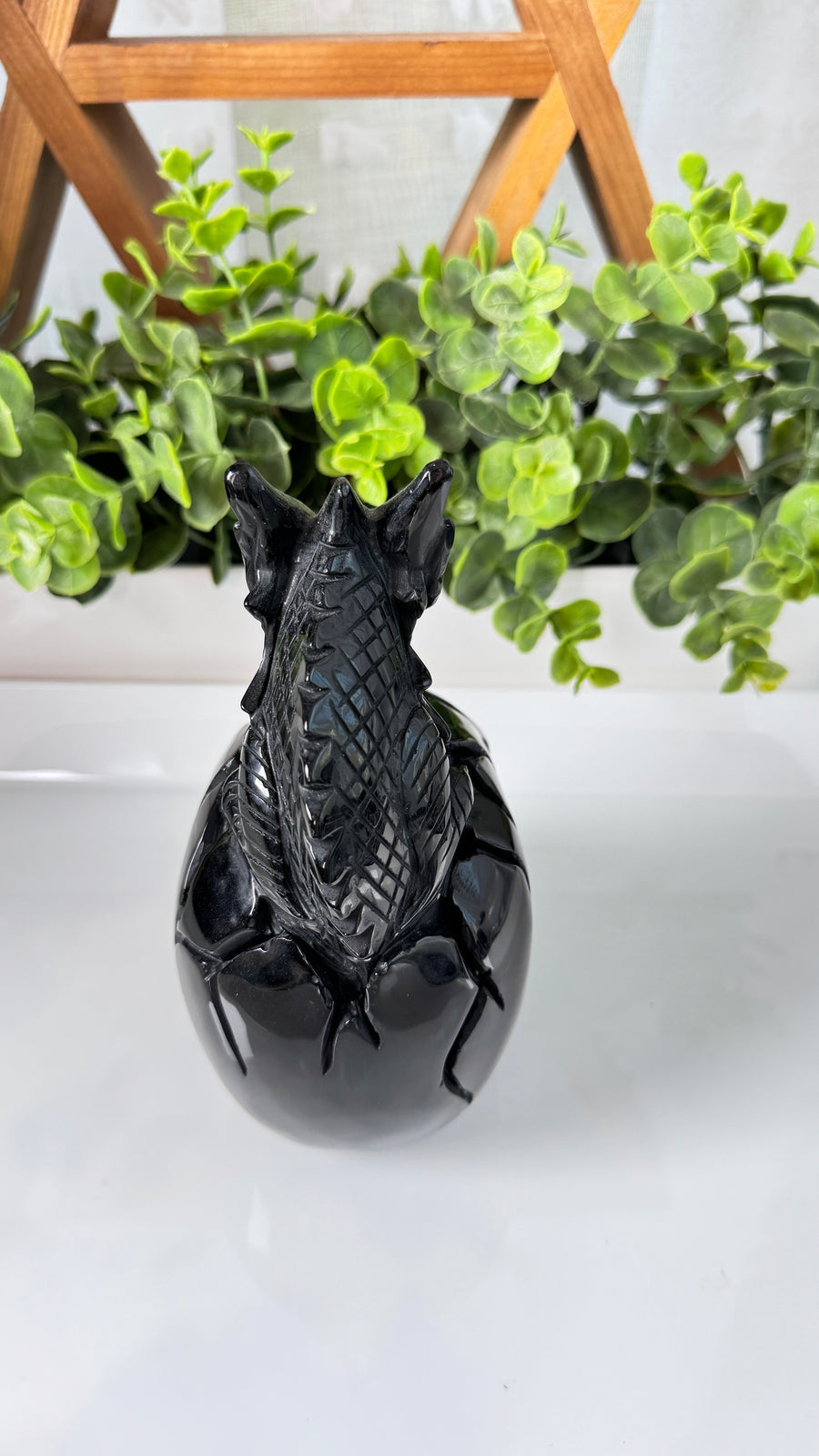 XL Dragon Skull in Black Obsidian, Master Carver Statement Crystal 5.5”