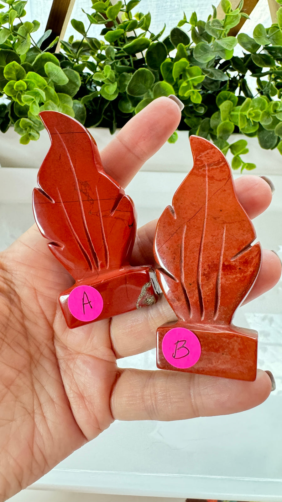 You Pick! Flame of Life Carving in Red Jasper, Fire Element, Choose Your Favorite