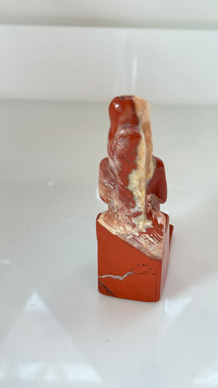 Egyptian Sekhmet Goddess in Red Jasper, Seated on Throne