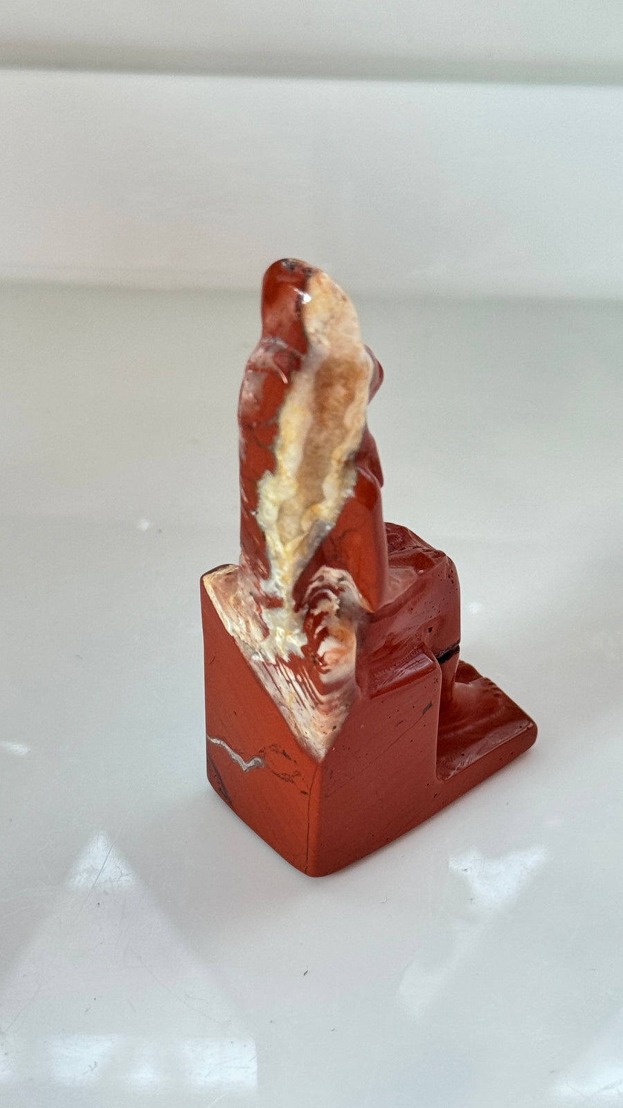 Egyptian Sekhmet Goddess in Red Jasper, Seated on Throne