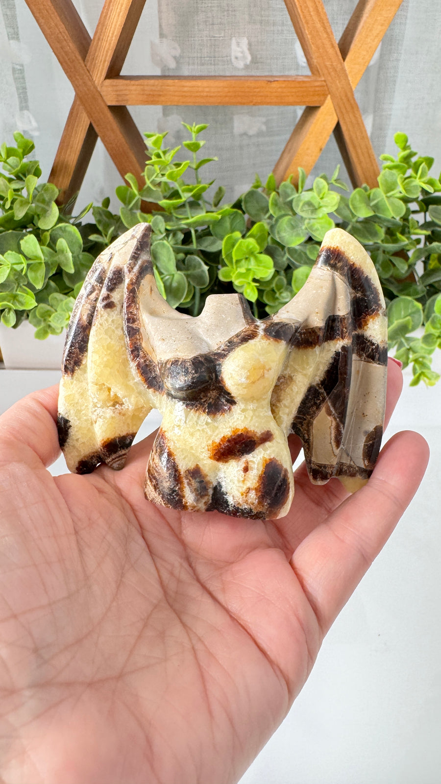 Septarian Dragon Goddess Carving with Geode 3.5