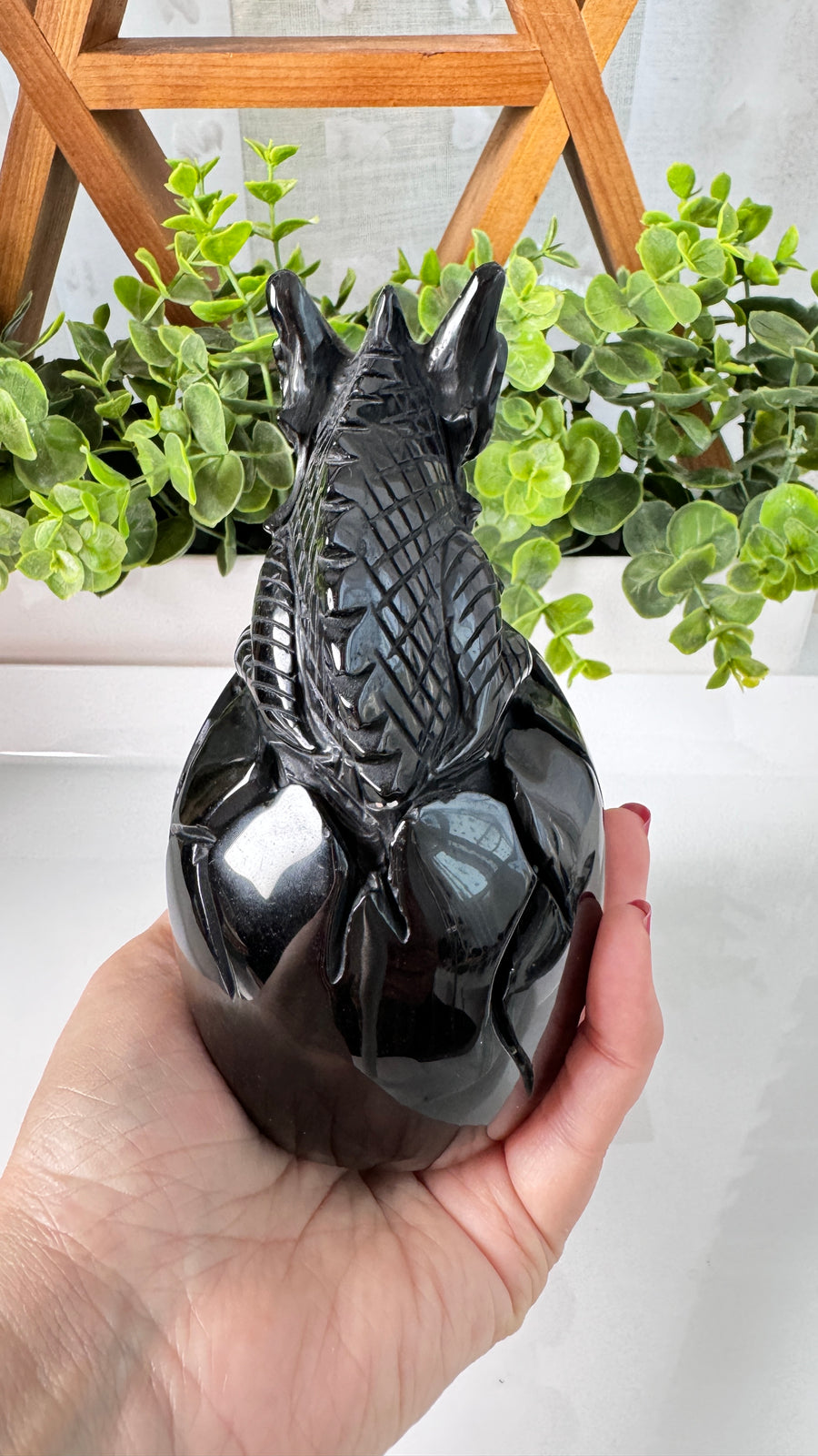 XL Dragon Skull in Black Obsidian, Master Carver Statement Crystal 5.5”