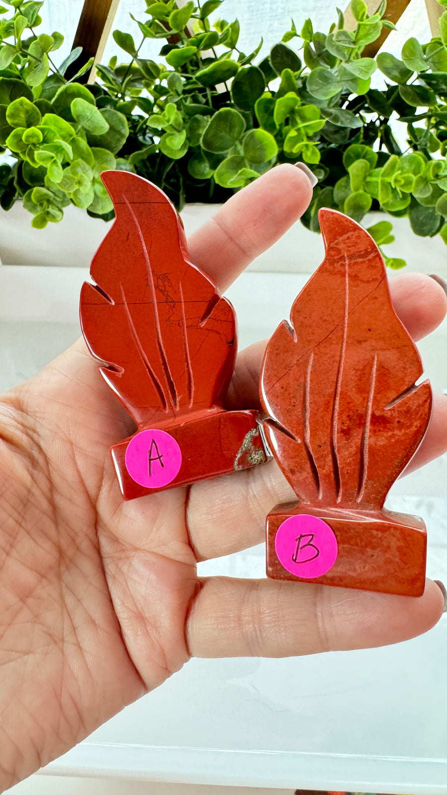 You Pick! Flame of Life Carving in Red Jasper, Fire Element, Choose Your Favorite