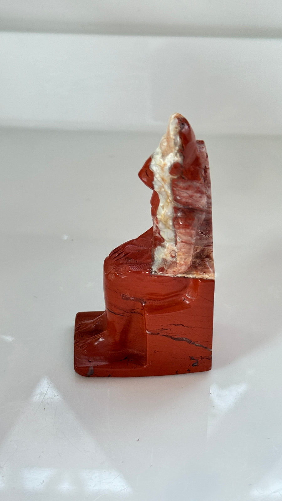 Egyptian Sekhmet Goddess in Red Jasper, Seated on Throne