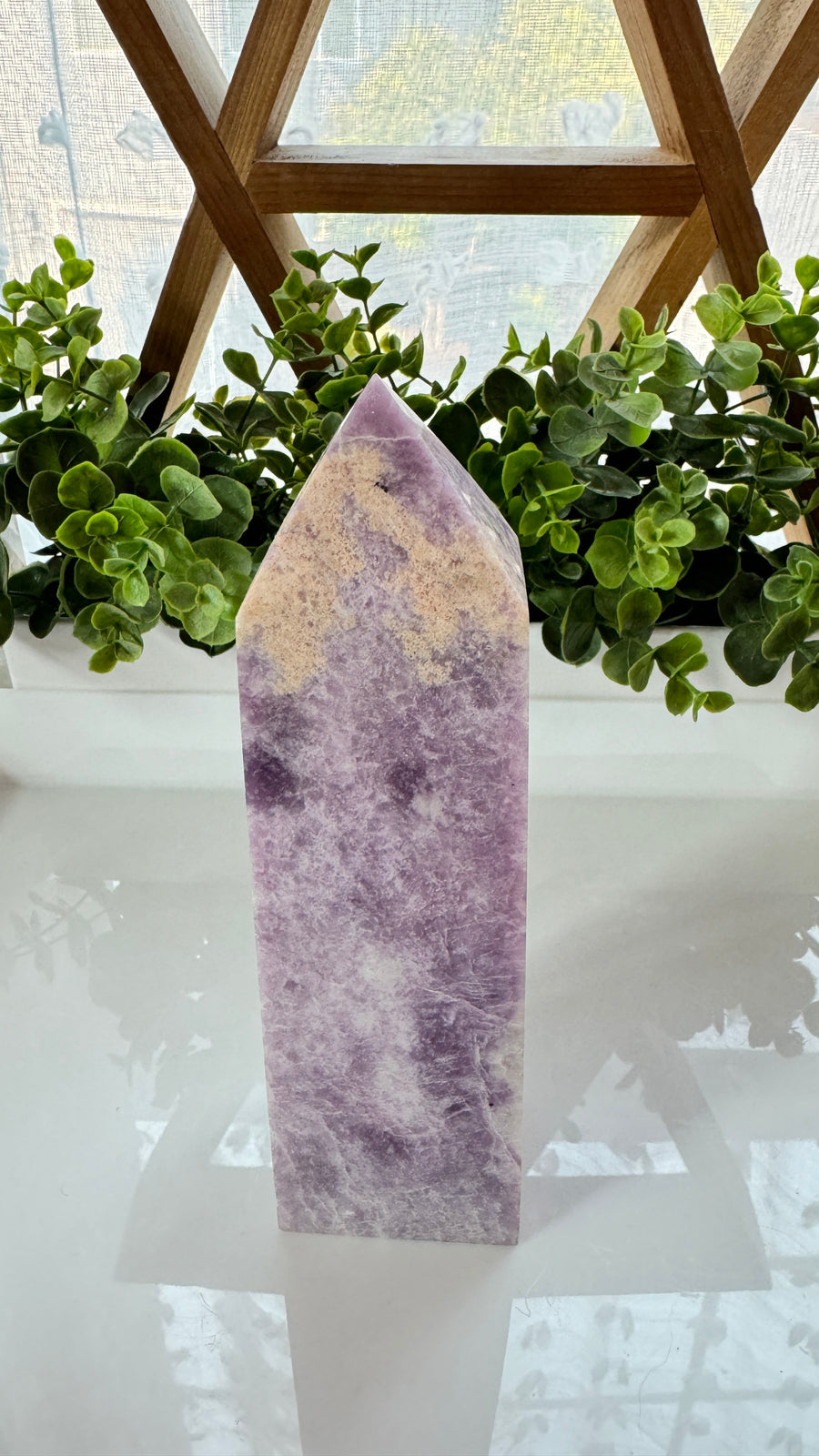 Lepidolite Obelisk for Emotional Healing, XL Tower 7x2x1.5