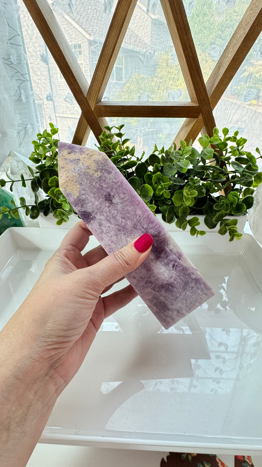 Lepidolite Obelisk for Emotional Healing, XL Tower 7x2x1.5