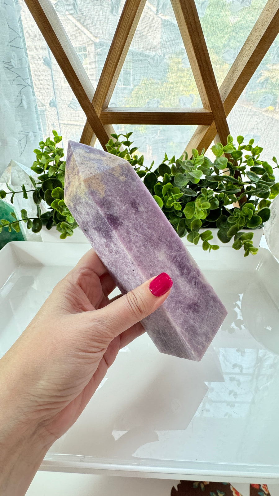 Lepidolite Obelisk for Emotional Healing, XL Tower 7x2x1.5