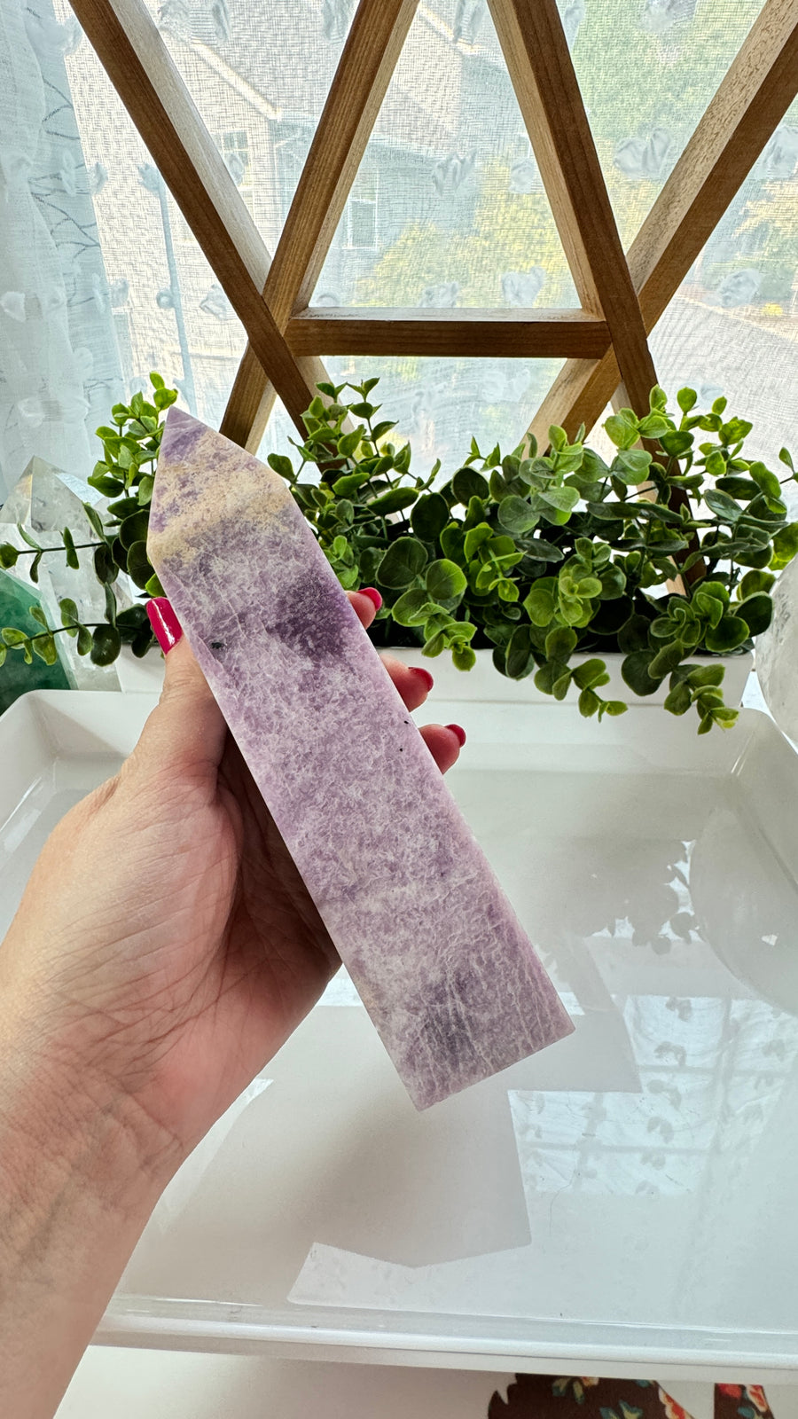 Lepidolite Obelisk for Emotional Healing, XL Tower 7x2x1.5