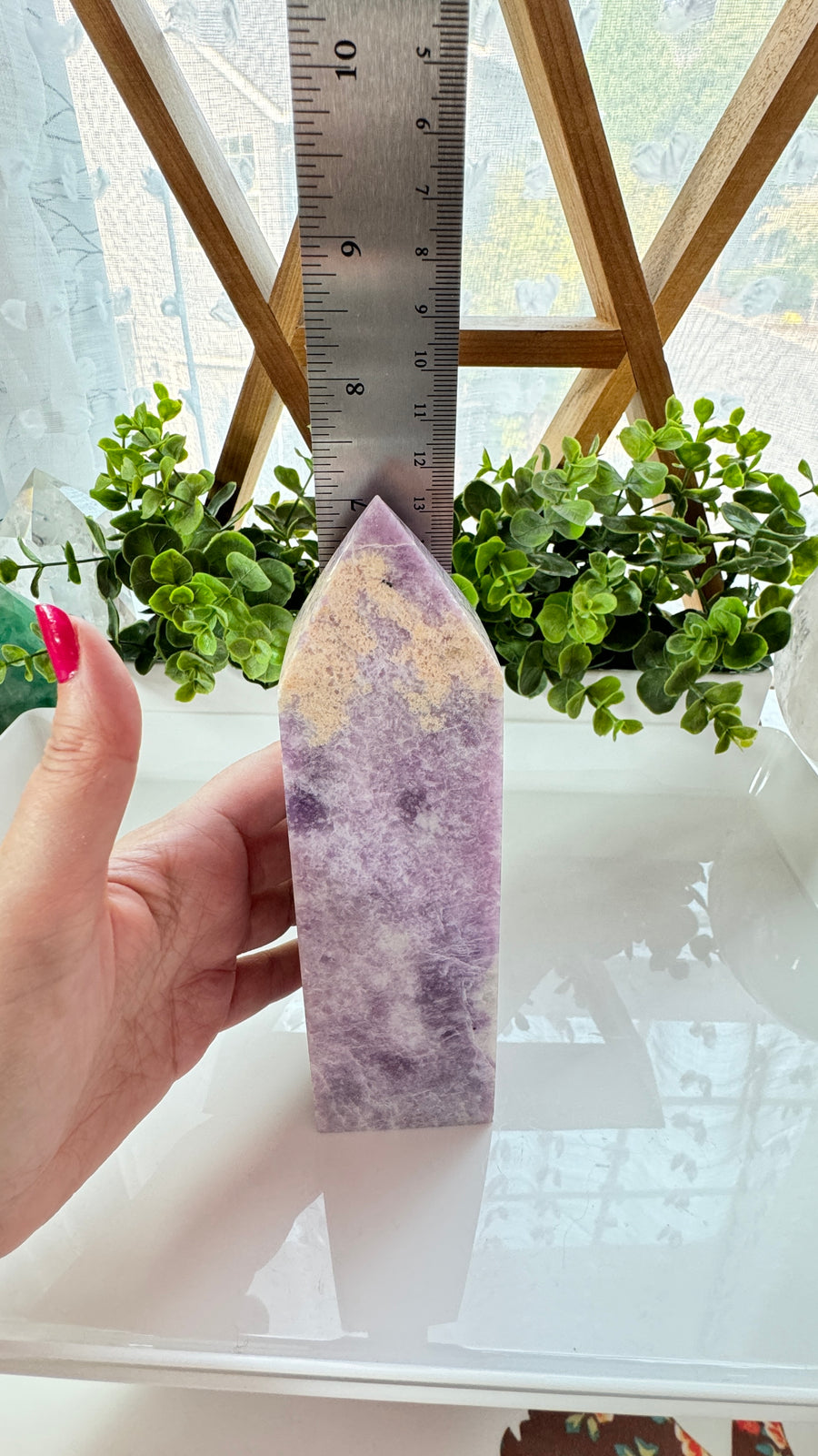 Lepidolite Obelisk for Emotional Healing, XL Tower 7x2x1.5