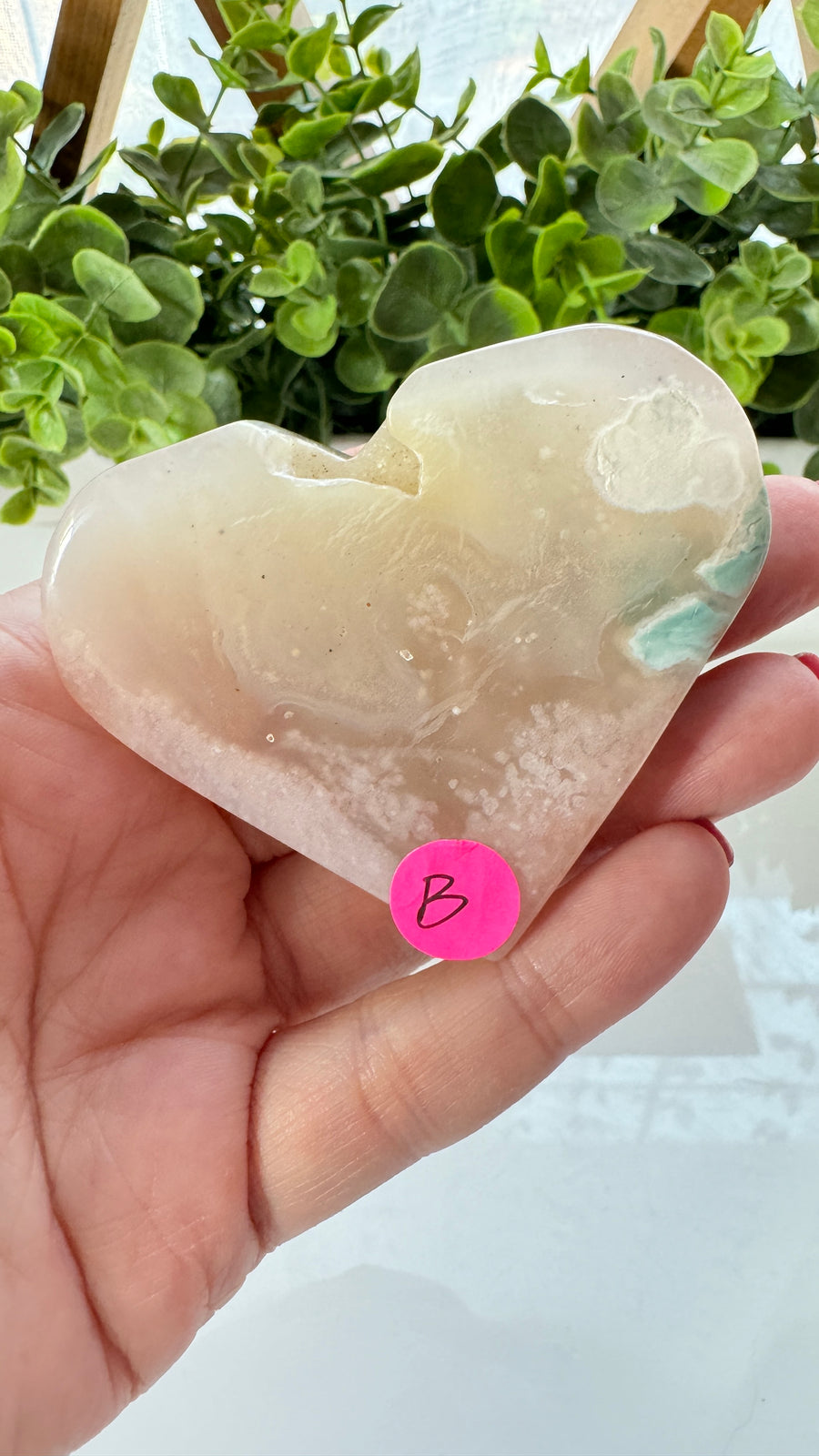 Flower Agate Heart for Confident Growth