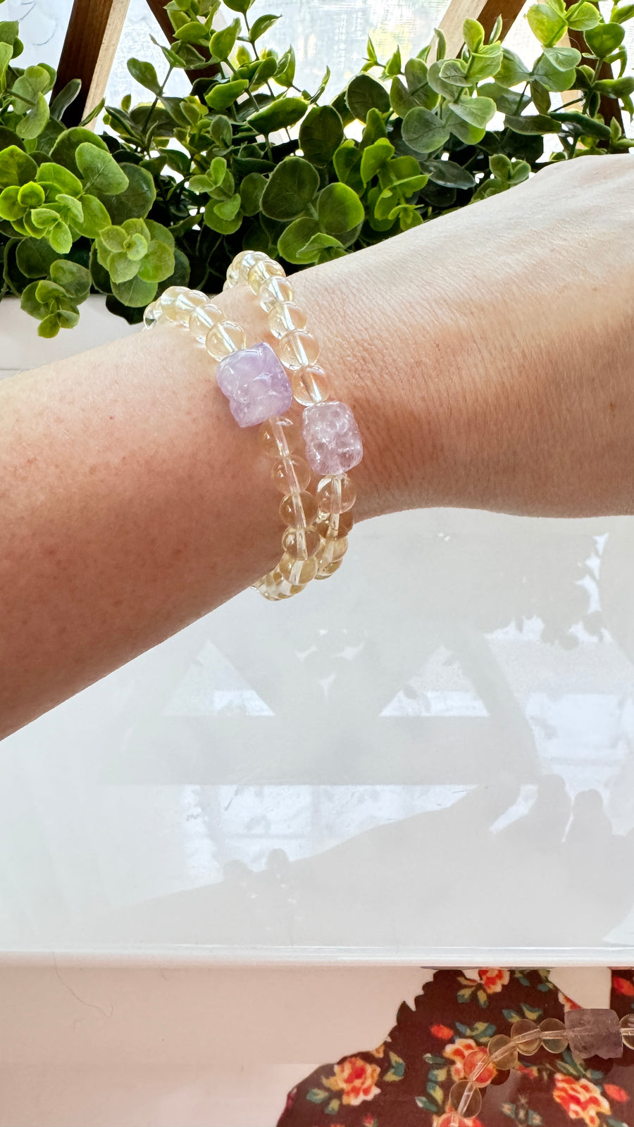 Lucky Pixiu 8mm Citrine Amethyst Bracelet for Abundance, Stretchy