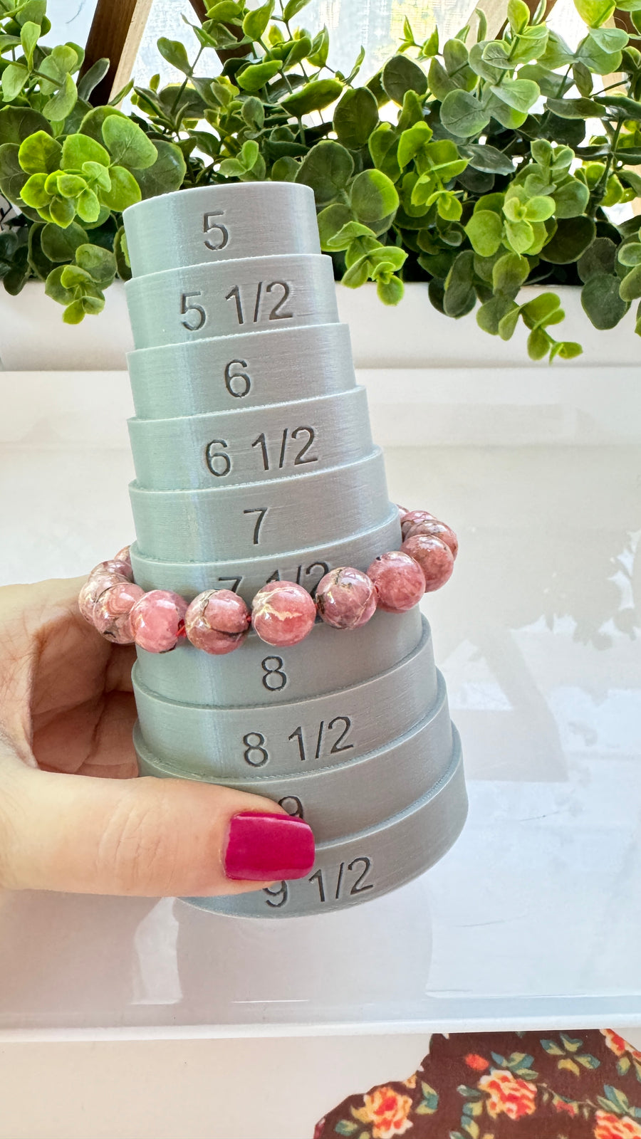 Rhodochrosite 12 mm Bracelet for Heart Healing, Stretchy XL