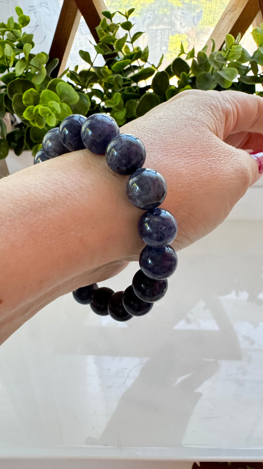 Iolite 12 mm Bracelet for Psychic Abilities, Stretchy