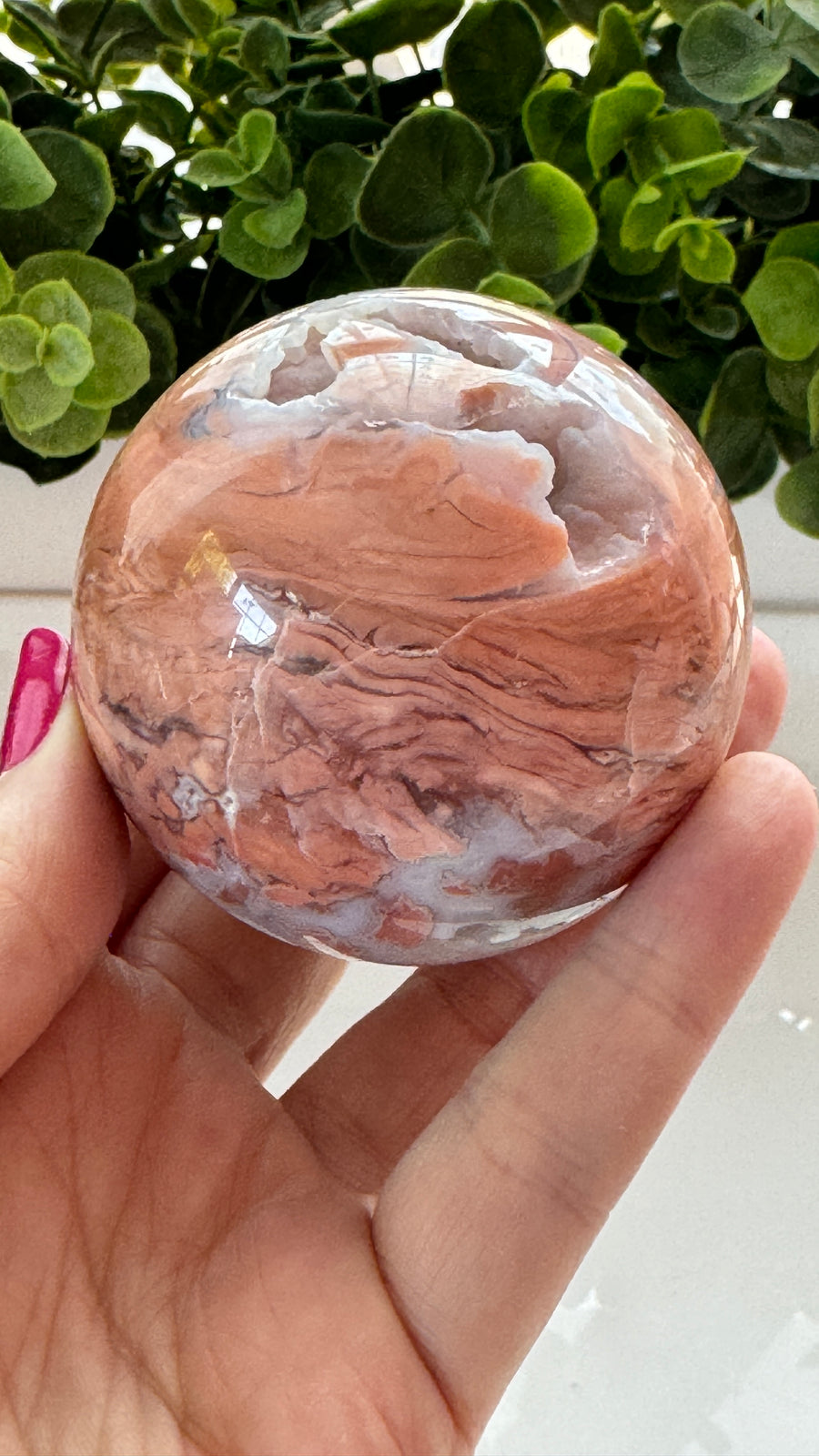 Cotton Candy Agate Geode Sphere C 2.5