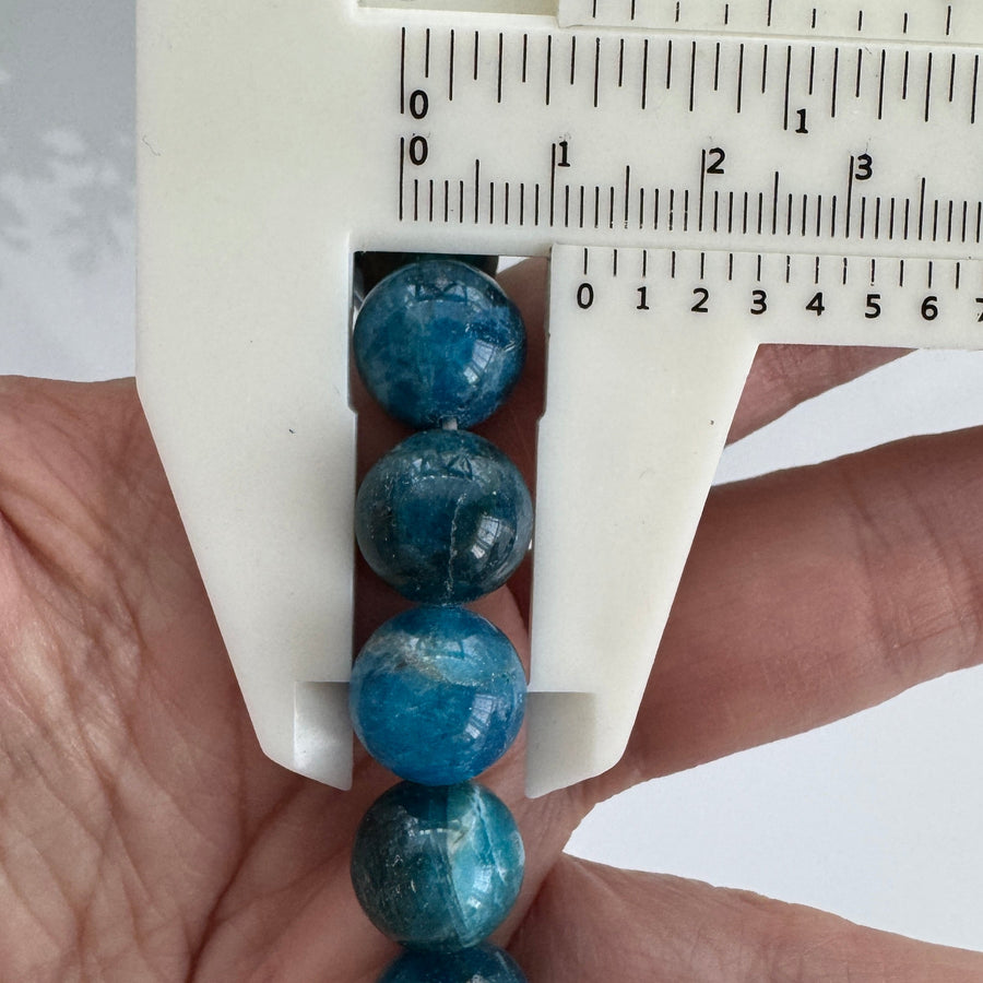 Blue Apatite 12 mm Bracelet for Motivation, Stretchy, Large Beads