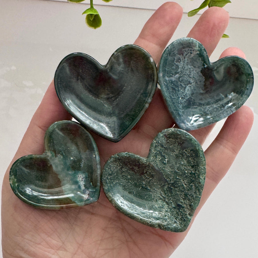 Moss Agate Heart Bowl for Stable Growth, 2