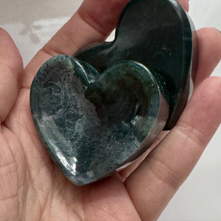 Moss Agate Heart Bowl for Stable Growth, 2