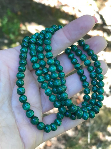 Malachite 5 mm Bracelet for Self-Transformation, Stretchy, Small Beads